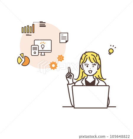 Image illustration material of a business woman to explain Image illustration material of a business woman to explain 105648822