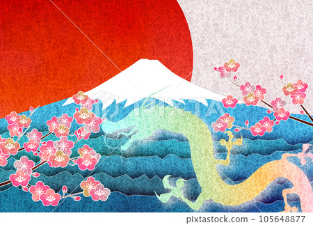 龍新年賀卡富士山背景 105648877