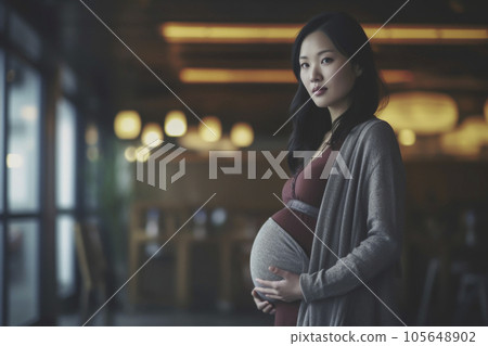 日本孕婦挺著大肚子在戶外散步“AI生成圖像” 日本孕婦挺著大肚子在戶外散步“AI生成圖像” 105648902