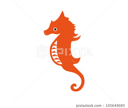 可愛簡單的紅色海馬插畫 可愛簡單的紅色海馬插畫 105649085