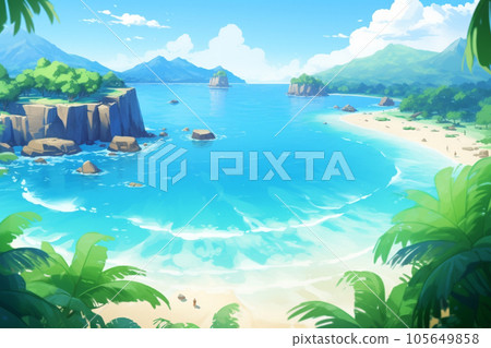 AI-generated image tropical resort landscape illustration AI-generated image tropical resort landscape illustration 105649858