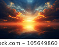 AI-generated image Sunset over the horizon 105649860