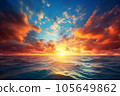 AI-generated image Sunset over the horizon 105649862