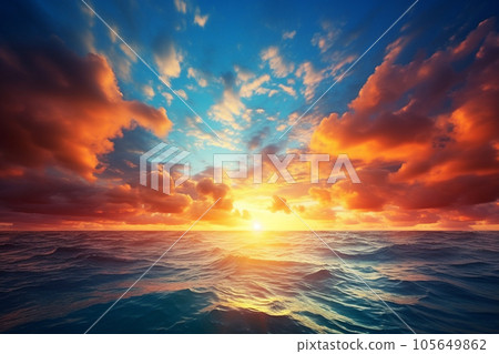 AI-generated image Sunset over the horizon AI-generated image Sunset over the horizon 105649862