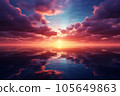 AI-generated image Sunset over the horizon 105649863