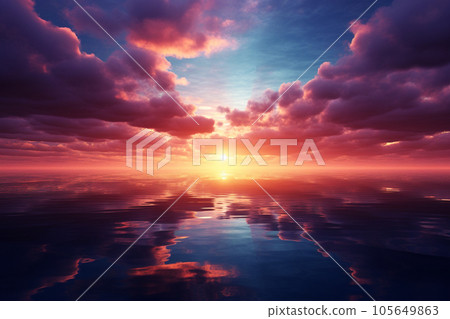 AI-generated image Sunset over the horizon AI-generated image Sunset over the horizon 105649863