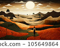 AI-generated image Illustration of a fantastic sun and land 105649864