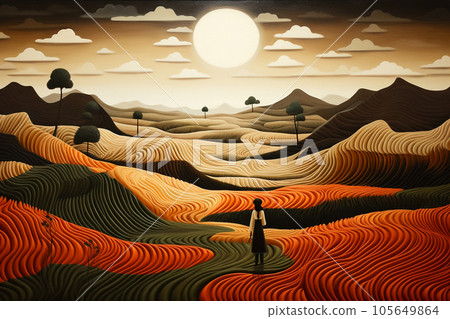 AI 生成的圖像描繪了夢幻般的太陽和土地 AI 生成的圖像描繪了夢幻般的太陽和土地 105649864