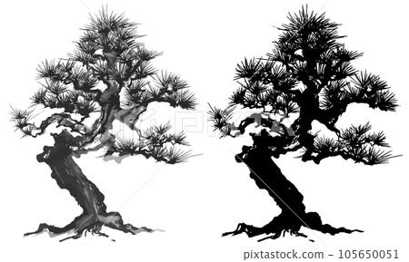松樹盆景手寫毛筆插圖 105650051