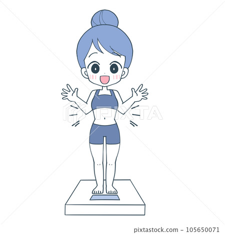 Illustration of a slim woman who is happy that her diet is successful Illustration of a slim woman who is happy that her diet is successful 105650071