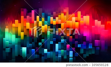 Collective pattern of colorful rectangles "AI-generated image" 105650128