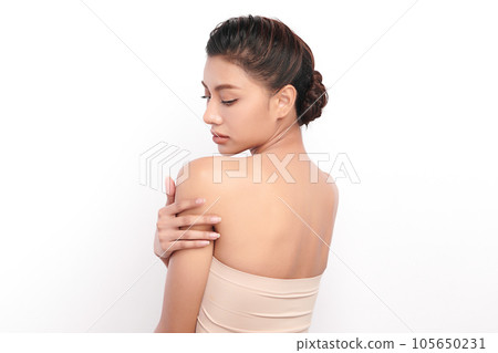 Beautiful young asian woman with clean fresh skin on white background, Face care, Facial treatment, Cosmetology, beauty and spa, Asian women portrait. Beautiful young asian woman with clean fresh skin on white background, Face care, Facial treatment, Cosmetology, beauty and spa, Asian women portrait. 105650231
