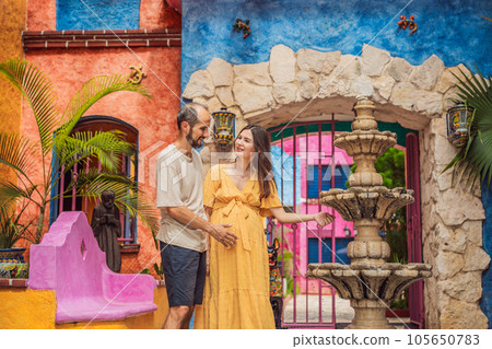 A loving couple in their 40s cherishing the miracle of childbirth in Mexico, embracing the journey of parenthood with joy and anticipation 105650783
