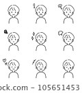 Illustration set of a simple upper body of a man with various expressions 105651453
