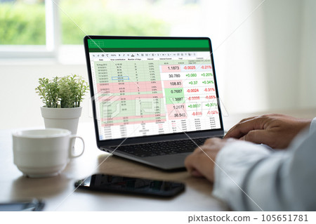 businessman working with data and graphs in spreadsheet documents for online analysis Microsoft Excel project dashboard accounting digital 105651781