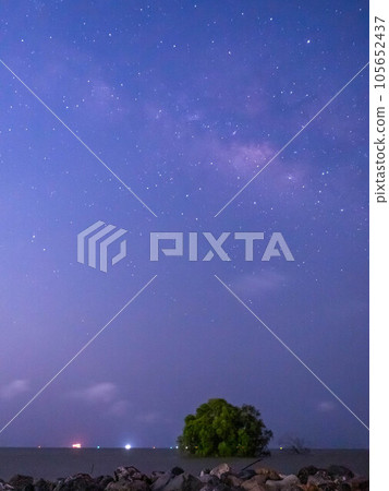 Milky way galaxy from near equator at night time with artifact and noise technique Milky way galaxy from near equator at night time with artifact and noise technique 105652437