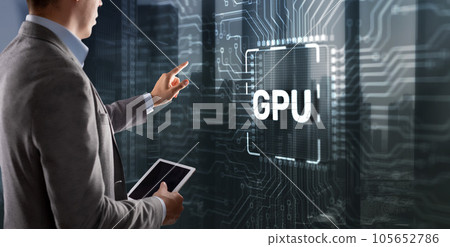 Tapping on the inscription GPU Graphic Processor Hardware Tech 105652786