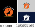 Deer Buck Stag Silhouette at The beauty sunset in African Savanna Sunrise or Sunset Nature Wildlife Logo Design 105653165
