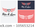 Angel Bird Wings With Letter Initial For Couple Name or Wedding Invitation 105653214