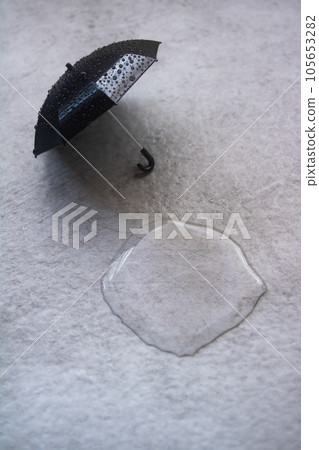 rain, puddle and umbrella rain, puddle and umbrella 105653282