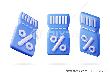 3d Set of Coupon with Percent Symbol 3d Set of Coupon with Percent Symbol 105654258