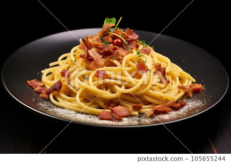 Traditional italian dish spaghetti carbonara. Traditional italian dish spaghetti carbonara. 105655244