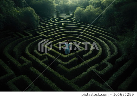 Feeling lost or trapped within the maze struggle with mental health 105655299