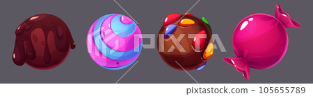 Chocolate sweet candy space planet cartoon set 105655789