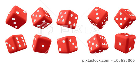 Red 3d play casino game cube dice isolated vector Red 3d play casino game cube dice isolated vector 105655806