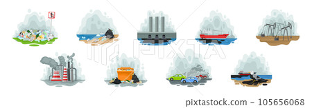 Environmental Issue and Ecological Problem Scene Vector Set 105656068