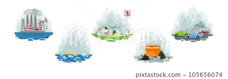 Environmental Issue and Ecological Problem Scene Vector Set Environmental Issue and Ecological Problem Scene Vector Set 105656074