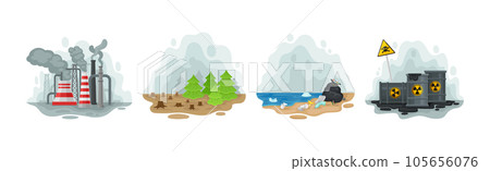 Environmental Issue and Ecological Problem Scene Vector Set 105656076