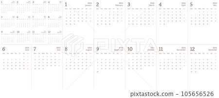 Arrange and use! Simple calendar 2024 Mincho Arrange and use! Simple calendar 2024 Mincho 105656526