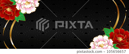 Luxurious peony banner black & gold 105656657