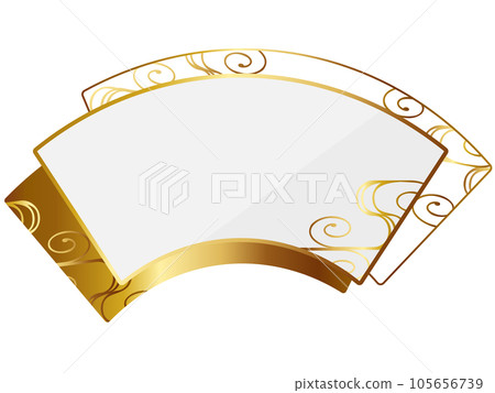 豪華 Kanze 水和扇形框架白色和金色 105656739