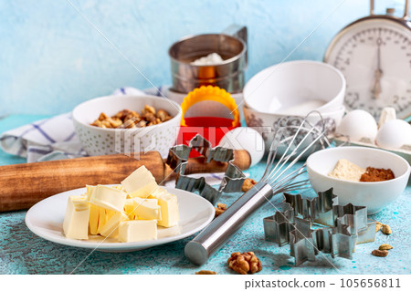 Christmas cookies preparation. Christmas cookies preparation. 105656811
