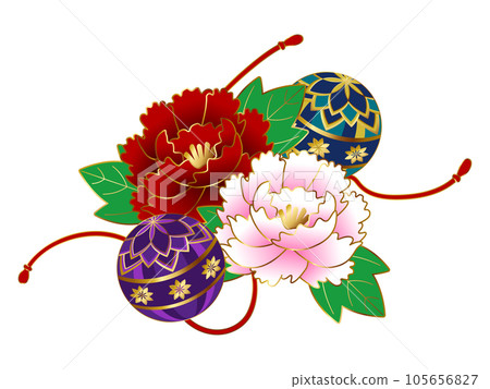 豪華牡丹和手鞠圖標 105656827