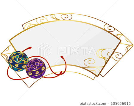 Luxurious handball and fan-shaped frame white & gold 105656915