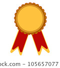 gold medal with ribbon 105657077