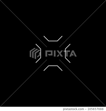Futuristic GUI target, HUD aim, cyberpunk aesthetics, tech interface. 105657088
