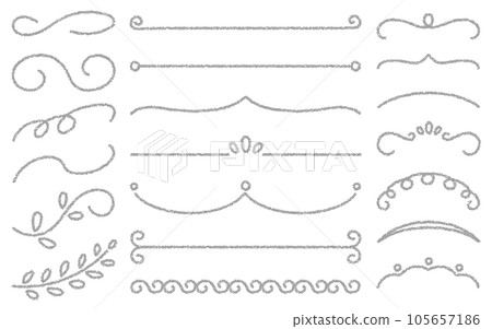 Crayon material Various set of hand-drawn decorative parts 105657186