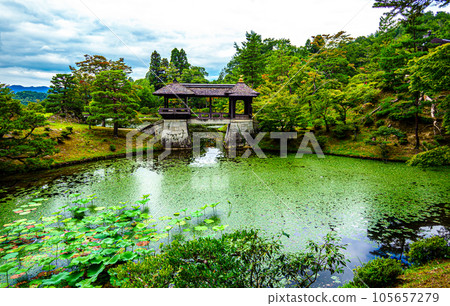 Chitose Bridge at Shugakuin Imperial Villa in Kyoto, Japan 105657279
