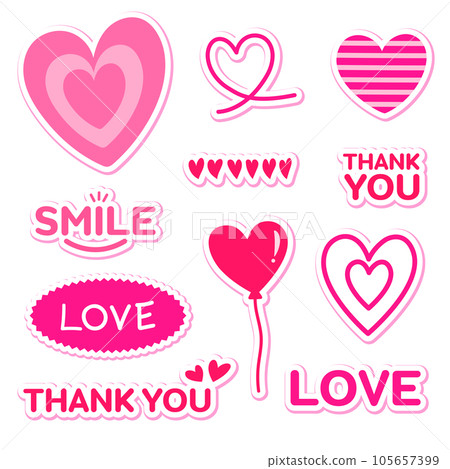 love and thank you sticker for daily planner, valentine, element and celebration. Love concept 105657399