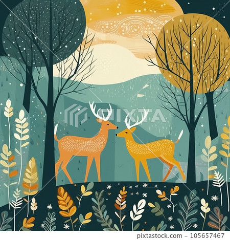 無縫秋季森林景觀圖 105657467