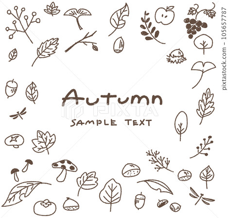 Autumn line drawing illustration frame background 105657787