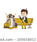 A man traveling with a robot [Living with a robot, travel, guidance, business trip, guide, luggage carrier] Illustration 105658011