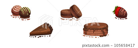 Chocolate Dessert as Sweet and Yummy Treat Vector Set 105658417