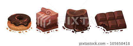 Chocolate Dessert as Sweet and Yummy Treat Vector Set 105658418