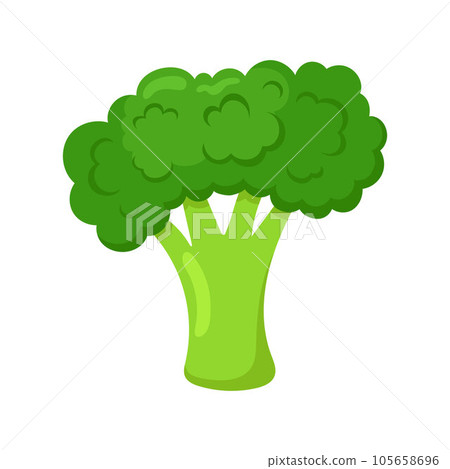 Funny cartoon broccoli. Cute vegetable. Vector food illustration isolated on white background 105658696