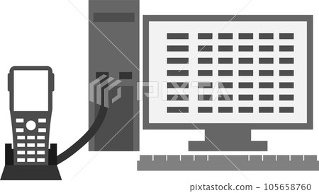Image illustration of connecting a terminal to a computer and sending data 105658760